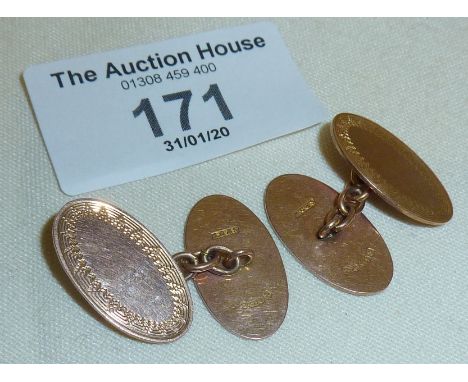 Pair of 9ct rose gold cufflinks, approx 7g