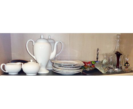 Shelf of assorted china and glass items
