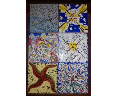 Set of six ceramic tiles - "La Suite Catalane", designed by celebrated Surrealist artist Salvador Dali, in 1954, in a Limited