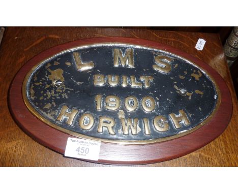 L.M.S. Railway engine plate - built 1900 Horwich
