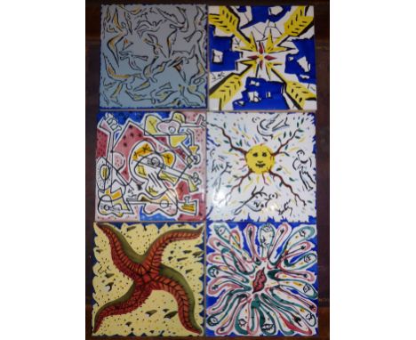 Set of six ceramic tiles - "La Suite Catalane", designed by celebrated Surrealist artist Salvador Dali, in 1954, in a Limited