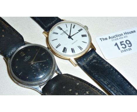 Two vintage gentleman's wrist watches, a Smiths Deluxe with black face, c. 1950's and a Rodania (untested)