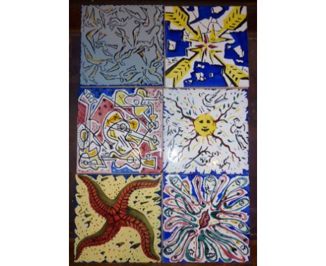 Set of six ceramic tiles - "La Suite Catalane", designed by celebrated Surrealist artist Salvador Dali, in 1954, in a Limited