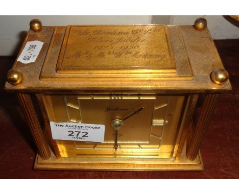 A Bentima Jubilee Anniversary 8-day brass mantle clock
