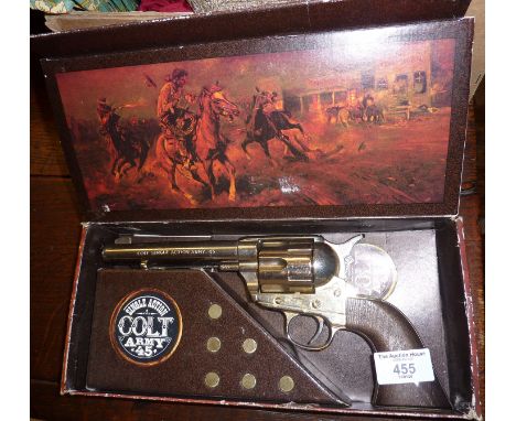 Replica Single Action Colt Army 45 pistol in original box