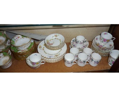 Assorted china tea ware, inc. New Chelsea, Royal Grafton "Fragrance" pattern, Coalport and Minton ("Haddon Hall" and "Lorrain