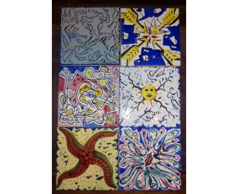 Set of six ceramic tiles - "La Suite Catalane", designed by celebrated Surrealist artist Salvador Dali, in 1954, in a Limited