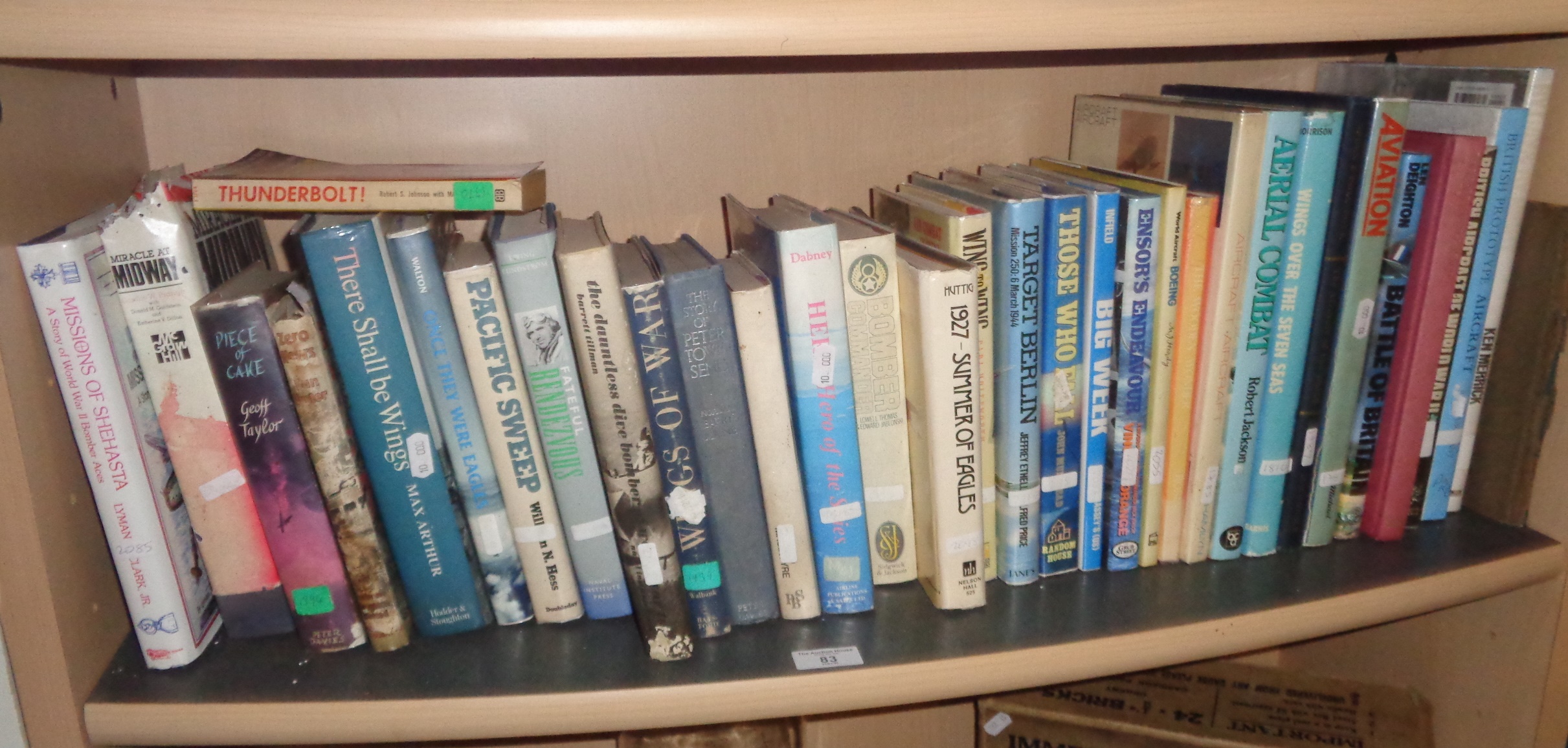 Shelf of books on RAF and USAF WW2 aerial combat and pilots
