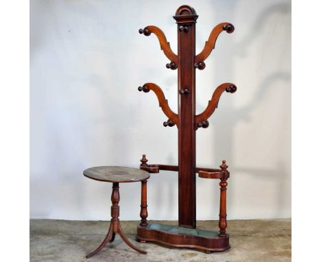 A Victorian mahogany hallstand, 209cm high, together with a 19th century tripod table (2)92cm wideOverall condition of hall s
