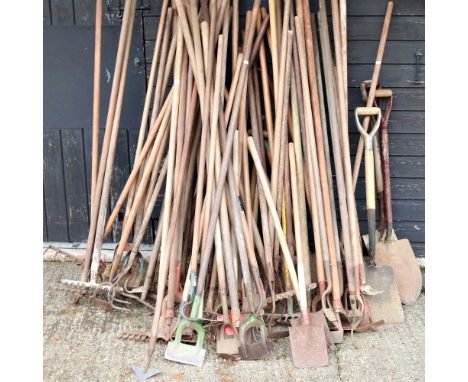 A large collection of vintage hand gardening tools