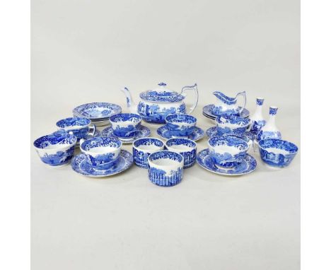 A Spode Italian pattern blue and white tea service, together with various matching tablewares