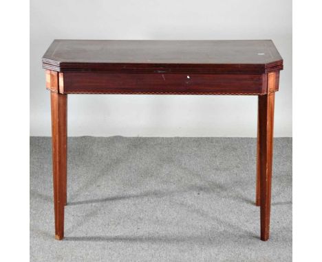 A George III mahogany and strung folding card table92w x 47d x 73h cm