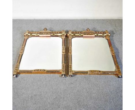 A pair of Victorian Aesthetic period wall mirrors, each with gilt and ebonised decoration, each 102 x 69cm (2)Overall conditi