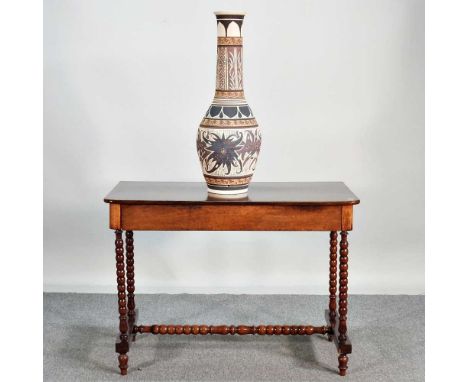 A Victorian mahogany bobbin turned side table, together with a South American vase, 71cm high (2)91w x 51d x 71hcmOverall con