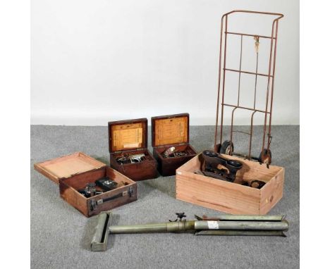 An early 20th century steam engine indicator, by Dobbie McInnes, cased, together with another and various tools