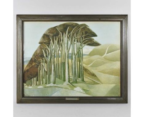 Paul Nash, 1889-1946, Wood On The Downs, lithograph, 41 x 52cm, with plaque inscribed Presented to I.J. Herring, BA, by RBAI,