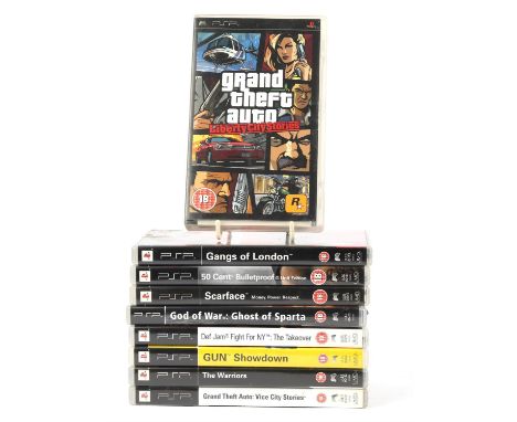 PlayStation Portable (PSP) 18-rated bundle [9] (PAL) Includes: GTA: Vice City Stories, GTA: Liberty City Stories, The Warrior