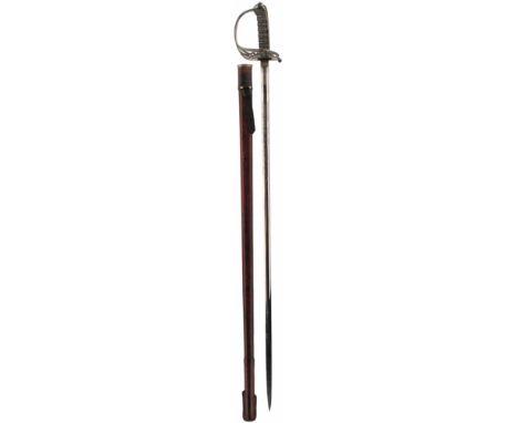 A COLDSTREAM GUARDS OFFICER'S LEVEE SWORD BY WILKINSON, 83cm clean blade etched with scrolling foliage, laurel wreaths, crown