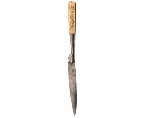 A SMALL COLLECTION OF CORSICAN KNIVES, each of characteristic form and with traditionally decorated grip scales. (6)