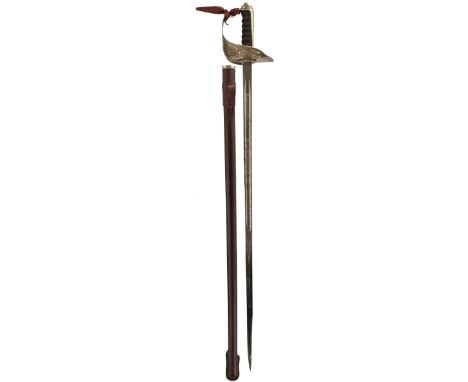 AN 1897 PATTERN INFANTRY OFFICER'S PRESENTATION SWORD BY WILKINSON, 81.5cm blade etched with scrolling foliage, laurel wreath