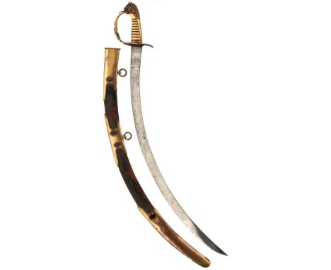 AN 1803 PATTERN FLANK COMPANY OFFICER'S SWORD, 71cm sharply curved frost etched blade by H. OSBORN Pall Mall LONDON, decorate