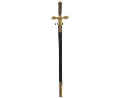 An unusual and historically interesting Georgian dress sword by Samuel Brunn, 70cm flattened diamond section two-stage lightw