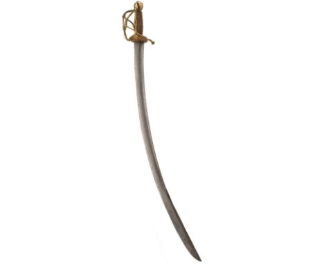 A SCARCE WALLON HILTED BADEN BADEN CAVALRY OFFICER'S SWORD, 82.5cm sharply curved blade marked LWM and VBB (Louis William Mar