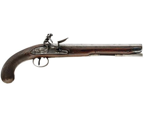 A 32-BORE FLINTLOCK DUELLING PISTOL BY MORTIMER OF LONDON, 10.25inch sighted octagonal barrel signed H.W. MORTIMER LONDON GUN