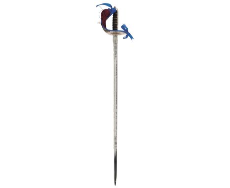 A CLEAN SILVER HILTED SCOTTISH FIELD OFFICER'S SWORD BY WILKINSON, 82cm bright blade with matt ground etched with maker's pan