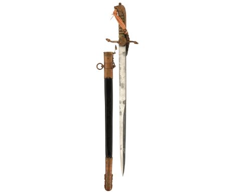 AN EVIIIR ROYAL NAVAL MIDSHIPMAN'S DIRK, 45.5cm blade etched with scrolling foliage, crowned fouled anchor, Royal arms and cr