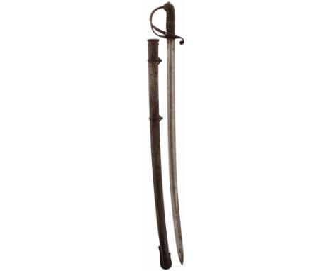 AN 1822 PATTERN RIFLE OFFICER'S SWORD, 82.5cm slightly curved blade etched with scrolling foliage and a crowned VR cypher, ma
