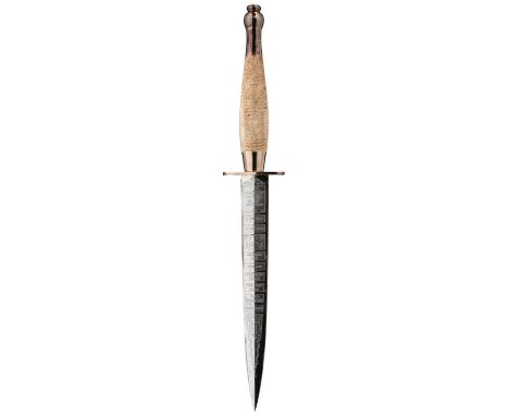 A COMMEMORATIVE SECOND PATTERN COMMANDO KNIFE, 17.5cm flattened diamond section blade by Wilkinson, etched to The Battle of t