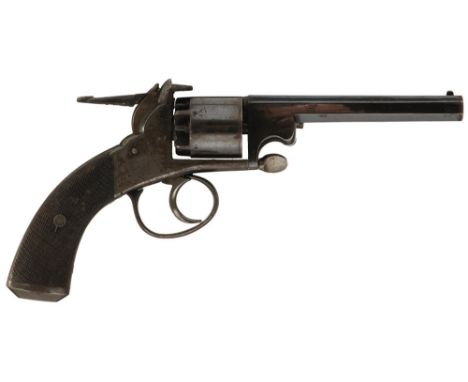 AN 80-BORE FIVE-SHOT PERCUSSION WEBLEY BENTLEY OPEN FRAME REVOLVER WITH CUSTOMISED LONG-SPUR HAMMER, 5inch sighted octagonal 