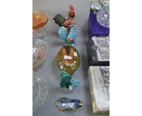 Pottery Birds and Goebel Hare Pie Dish 