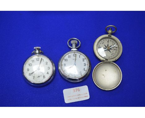 Two Pocket Watches and a Pocket Compass 