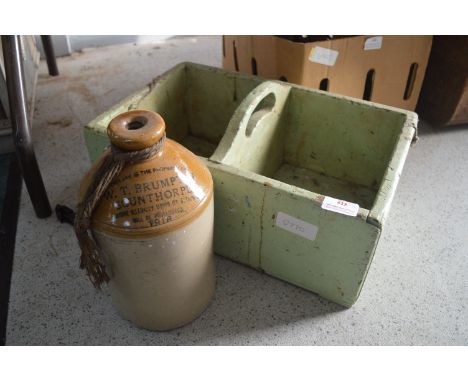 Painted Pine Caddy plus Scunthorpe Stoneware Jar 