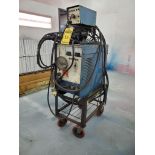 Miller CP-200 Constant Potential DC Arc Welder w/ Wire Feeder, Head, Leads, Ground On Metal Cart