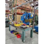 Steel I-Beam Welding Table, 8' x 38" x 3/8", w/ Stainless Light Rack
