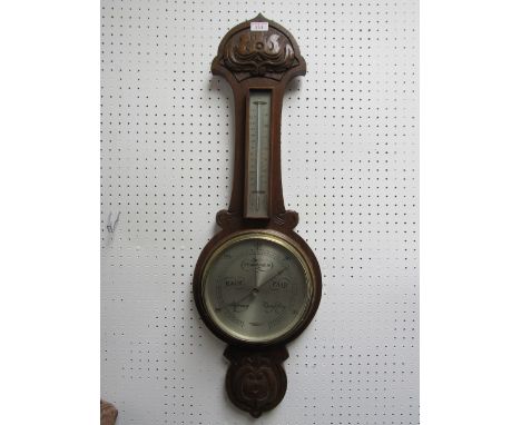 Oak case weather barometer by John Barker & Co Ltd Kensington