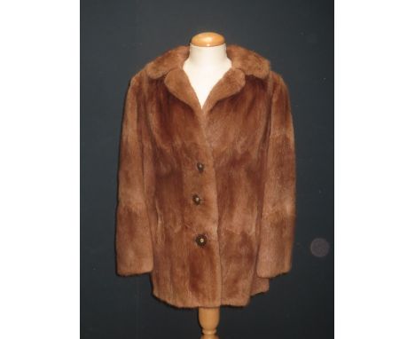 Ladies vintage light brown waist length fur coat