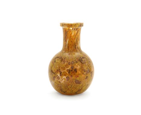 A Chinese archaistic-shaped glass vaseQing dynasty, 18th/19th centuryThe translucent glass with yellow and aventurine striate