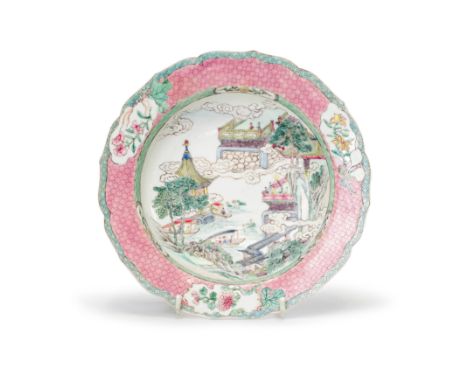 A Chinese famille rose foliate rim dishQing dynasty, Yongzheng periodRaised from short tapered foot to deep well and everted 