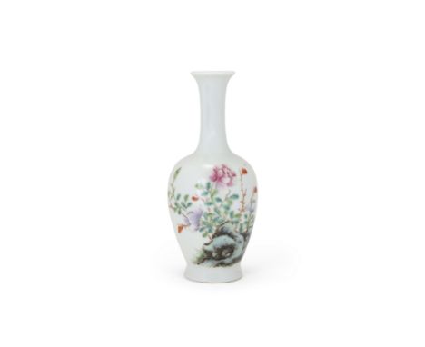 A small Chinese famille rose 'floral' baluster vaseRepublic period, Juren tang markDelicately enamelled with flowers issuing 