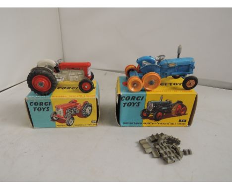 Two Corgi die-casts, Massey Ferguson 65 Tractor and Fordson Power Major with Roadless Half Tracks, both in original boxes 50 