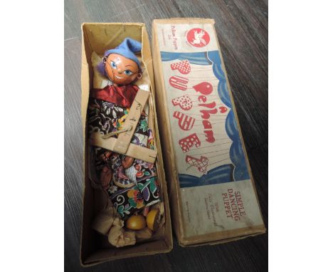 A Pelham puppet, Clown, in original box with blue paper label