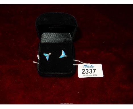 A pair of Opal stud earrings, stamped London 925.