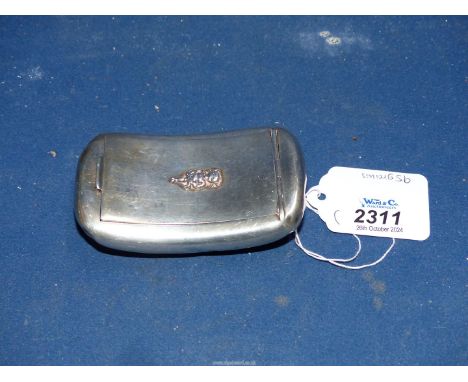A Silver snuff Box, Birmingham 1920, horned goblin on lid, makers A & J Zimmerman Ltd, 95 grams.