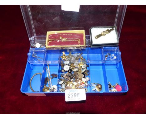 A quantity of cuff links, tie clips, studs, etc.