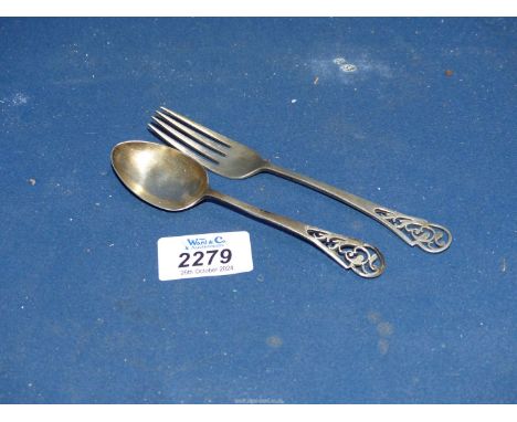 A Silver fork and spoon set, London 1946, Robert Pringle & Sons., 36.73 gms.