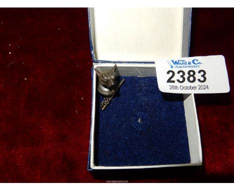 A Silver fox head tie pin, Birmingham 1979.